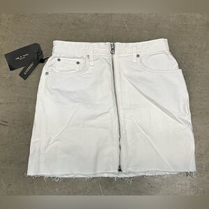 rag & bone Anna white denim zip front mini skirt women’s size 25 NWT